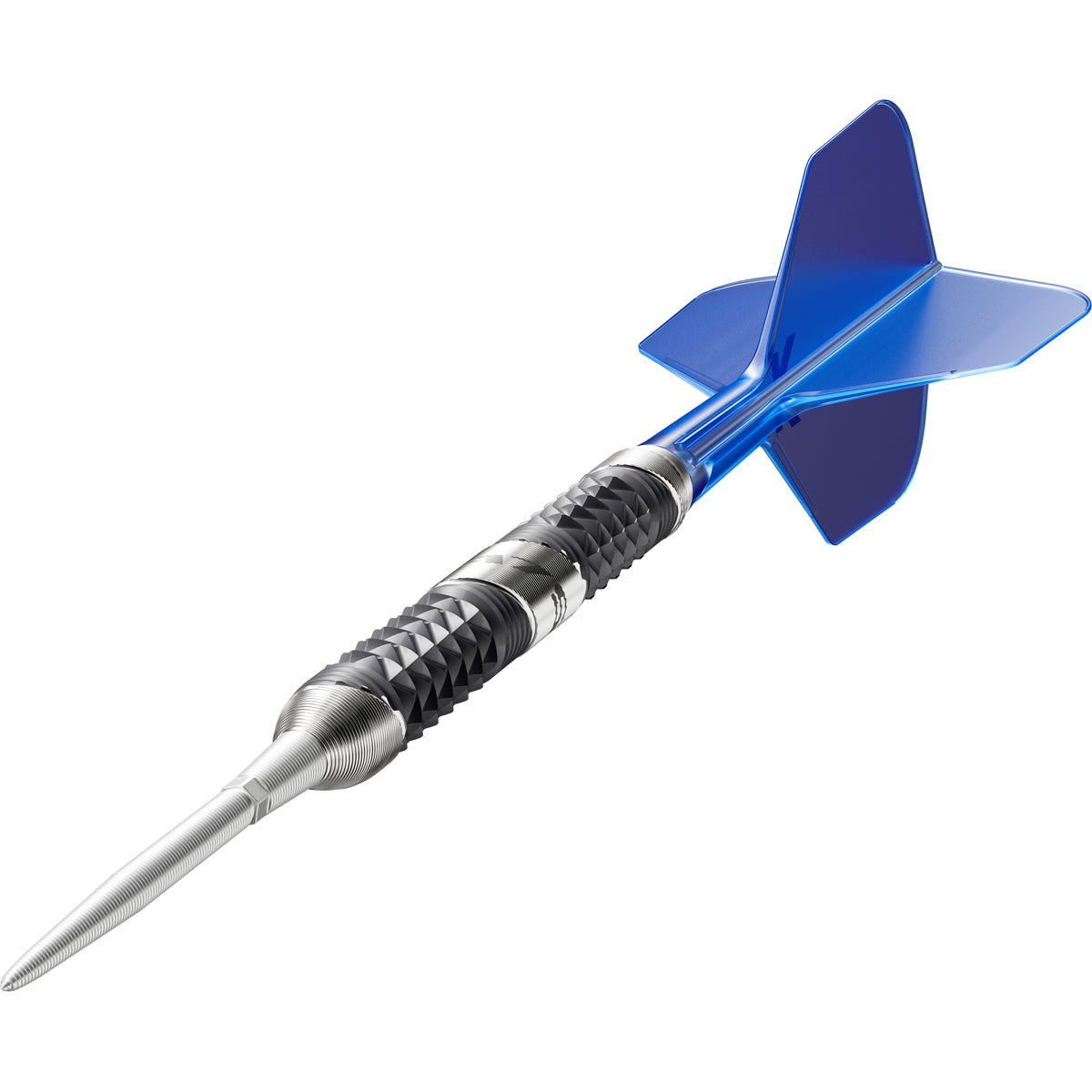 975 Ultra Marine 01 Steel Tip Darts close up image highlighting the barrel grip texture and precision machining detail