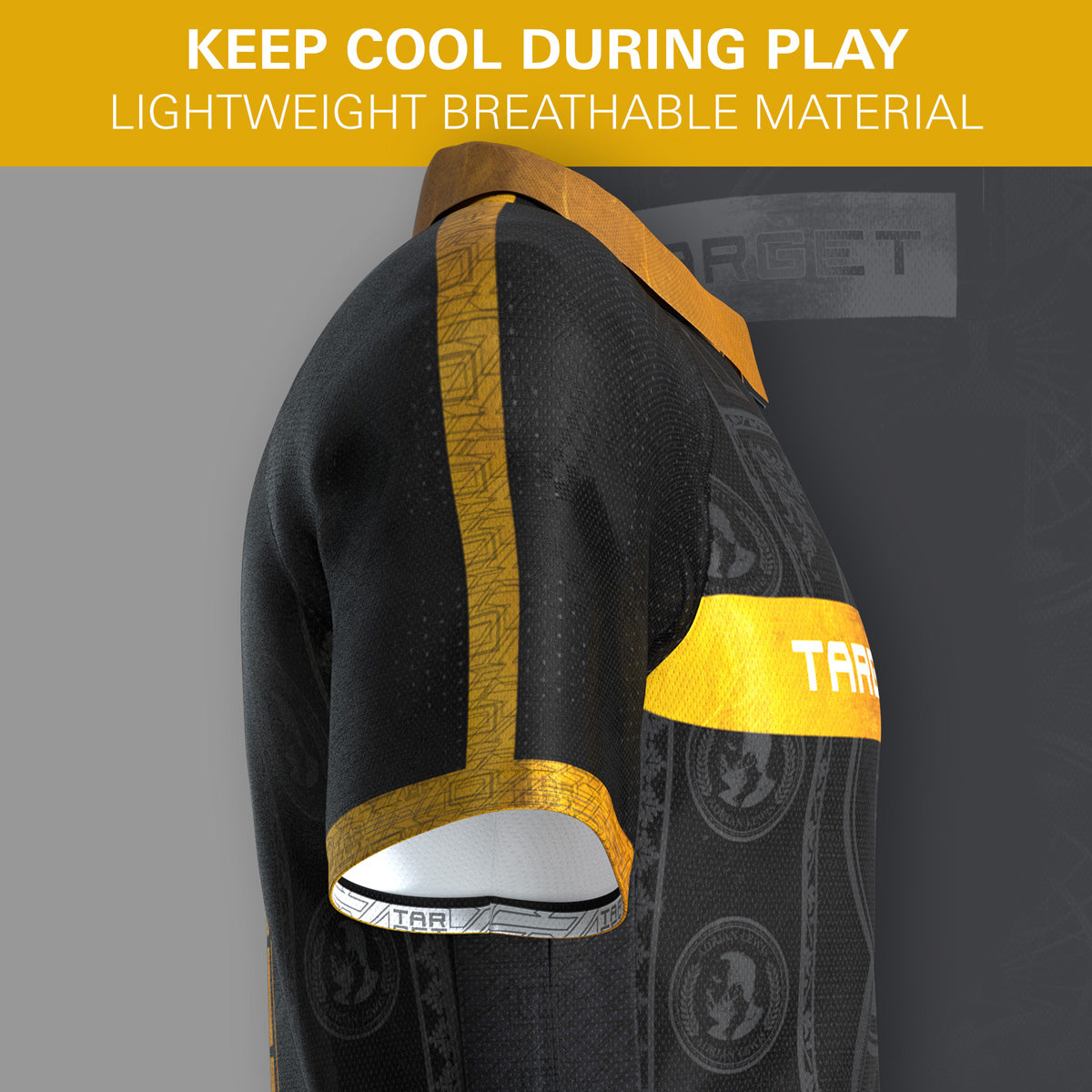 Target Adrian Lewis Playing Shirt side profile image showing the fit, cut, and design details