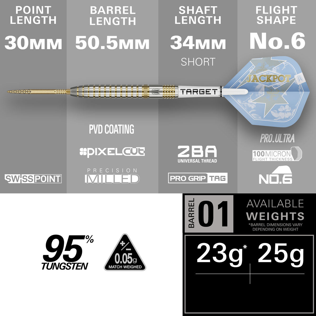 Target Adrian Lewis Showdown Swiss Point 95% Tungsten Steel Tip Darts