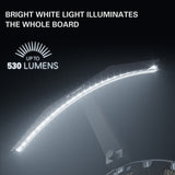Target ARC Dartboard Light product image showing the lighting system measurements