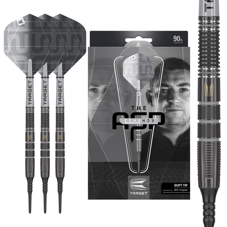 Aspinall X Echo Soft Tip Darts main product image showing the darts, packaging, flights, shafts, and included accessories