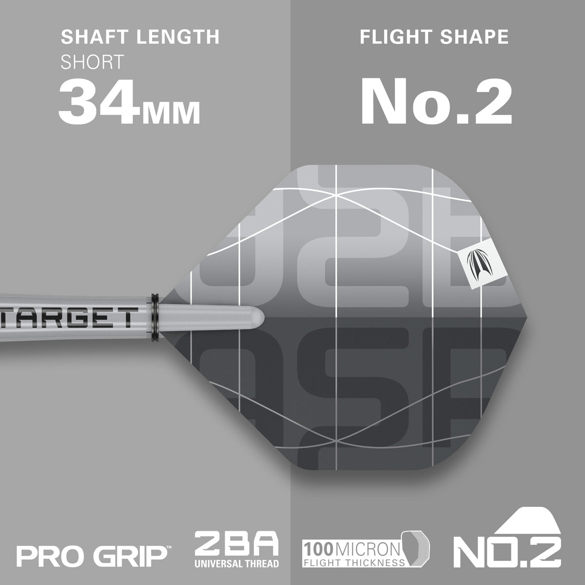 Aspinall x Echo SP Steel Tip Darts showing the included flight shape and shaft length supplied with the darts