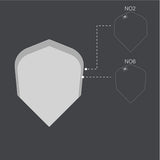 Target Beau Greaves G1 Pro Ultra Dart Flights (3 Sets) size guide comparing the available flight shapes and sizes.