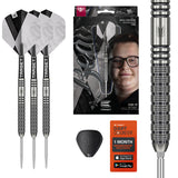 Beau Greaves G1 SP Steel Tip Darts main product image showing the darts, packaging, flights, shafts, and included accessories