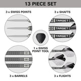 Beau Greaves G1 Steel Tip Darts contents image displaying everything included inside the box