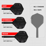 Target Printed Black K-Flex Integrated Flights & Shafts No2