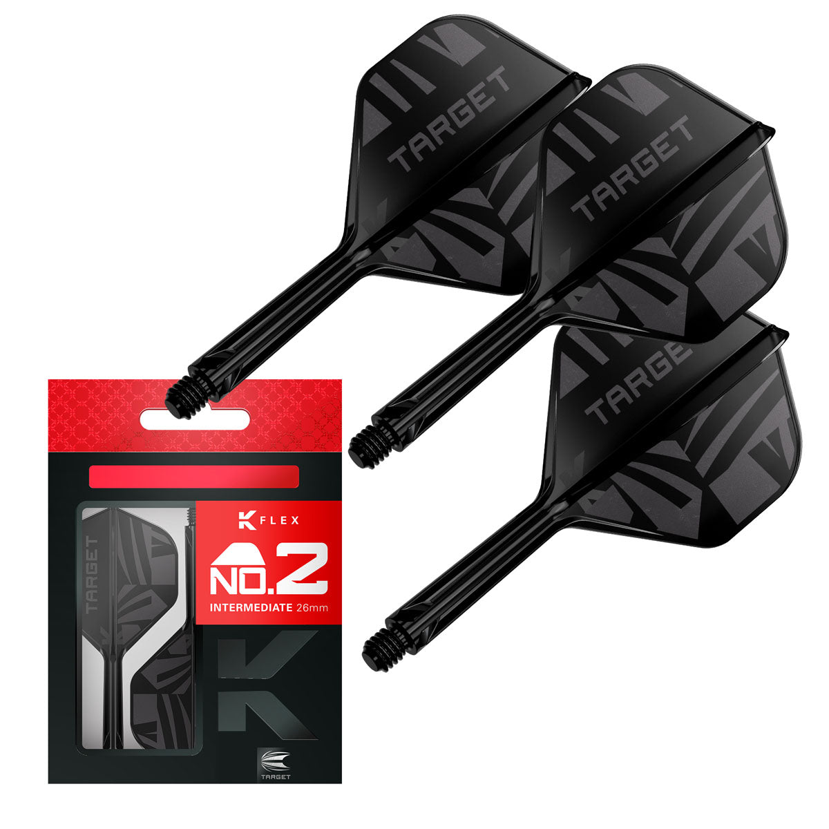 Target Printed Black K-Flex Integrated Flights & Shafts No2