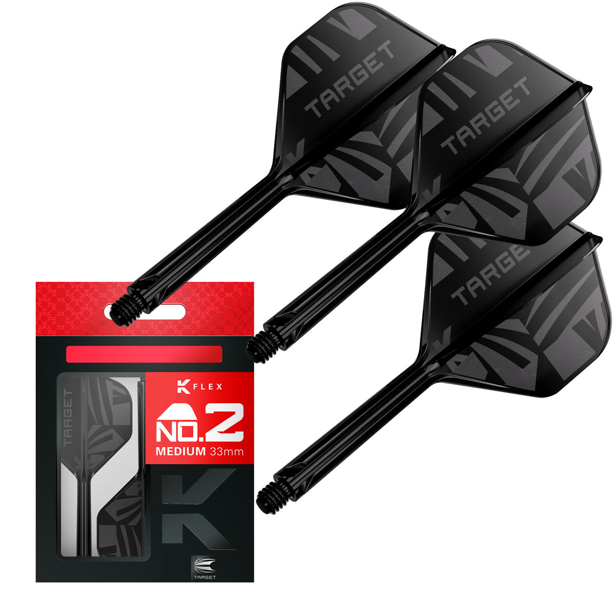 Target Printed Black K-Flex Integrated Flights & Shafts No2