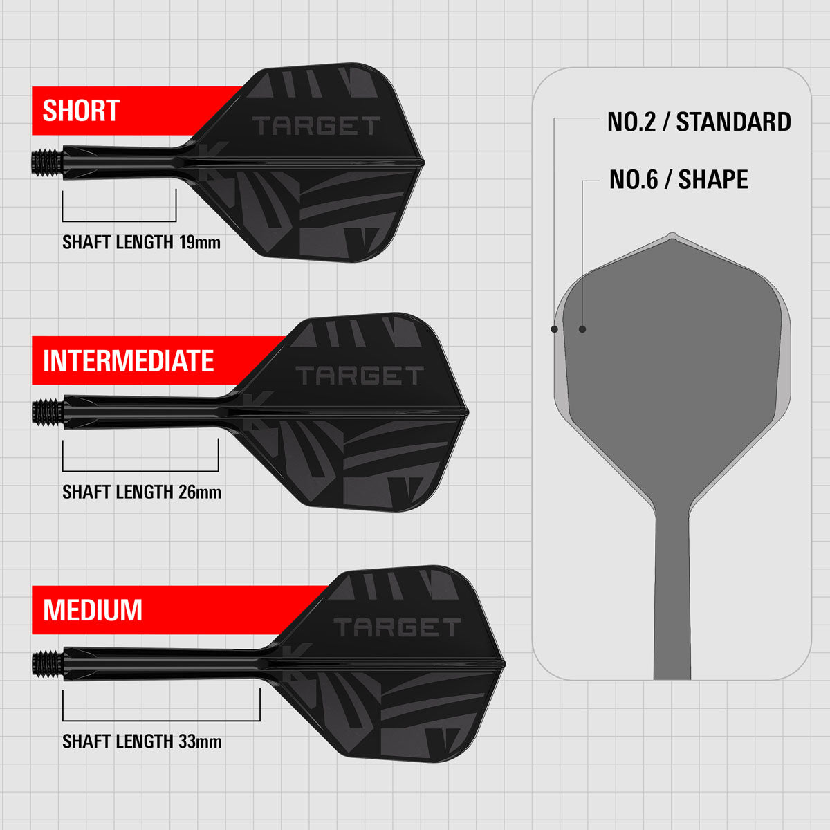 Target  Printed Black K-Flex Integrated Flights & Shafts No6