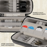Target BOA Case Grey image highlighting the internal storage compartments, straps, and accessory holders