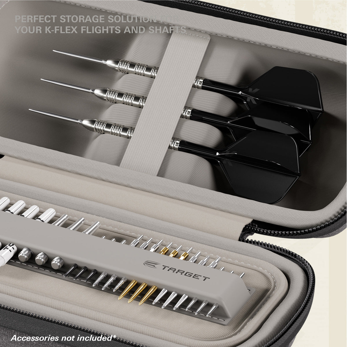Target BOA Case Grey image showing the inside of the case with storage compartments and the amount of space inside the case