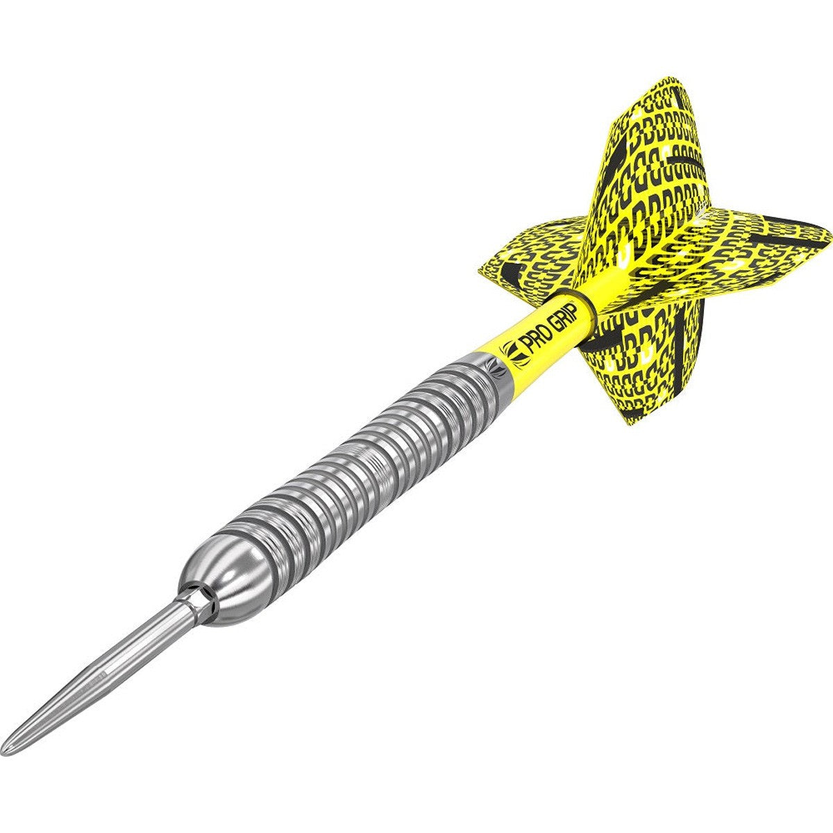 Bolide 04 SP Steel Tip Darts angled close up image highlighting the barrel grip and detailed machining
