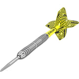 Bolide 04 SP Steel Tip Darts angled close up image highlighting the barrel grip and detailed machining