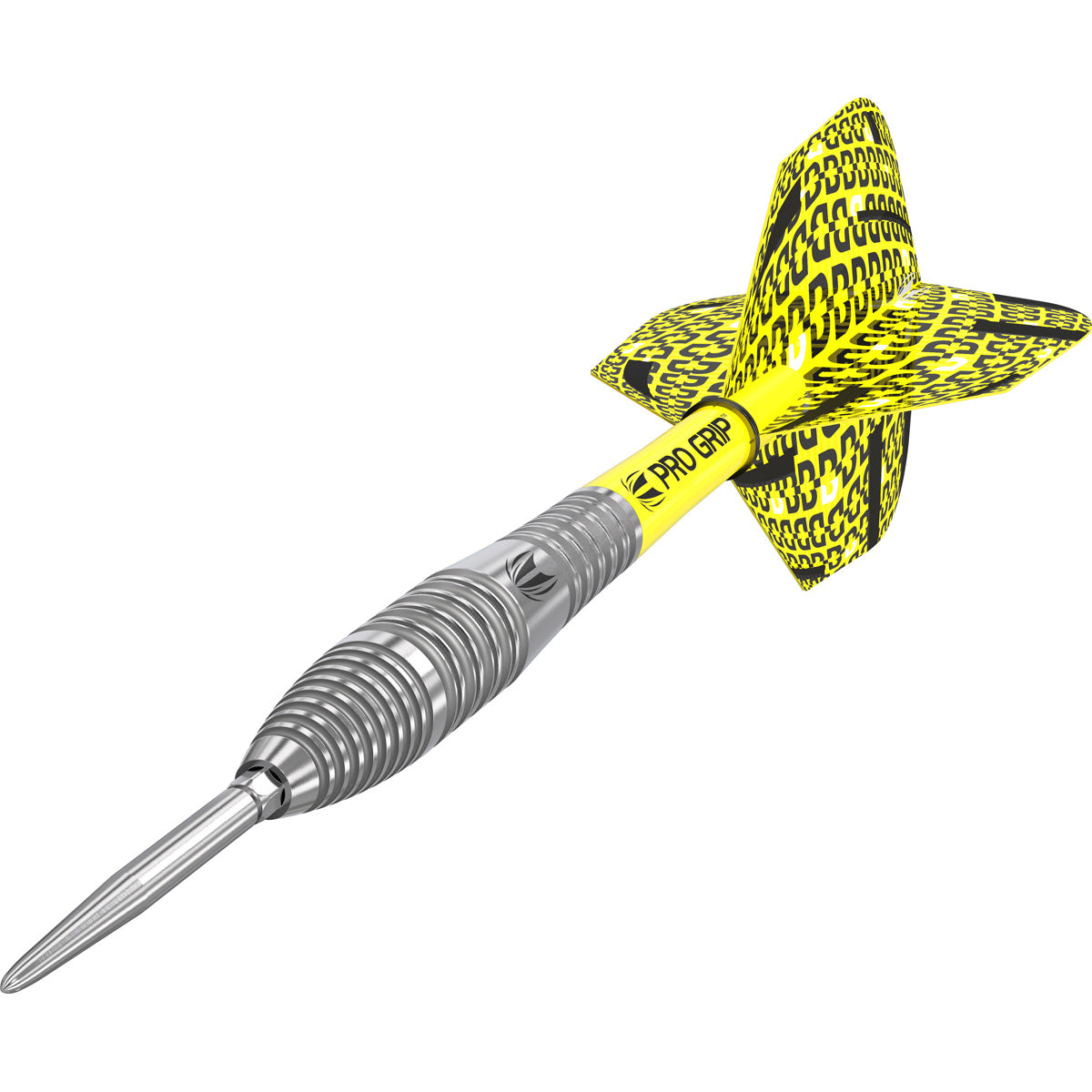 Bolide 05 SP Steel Tip Darts close up angle image highlighting the barrel grip and precision machining