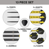 Bolide Void 02 SP Steel Tip Darts box contents image displaying all supplied accessories and components