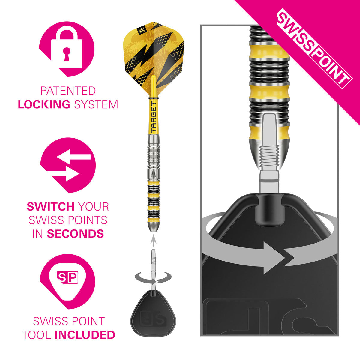 Target Buzz 01 Swiss Point 90% Tungsten Steel Tip Darts