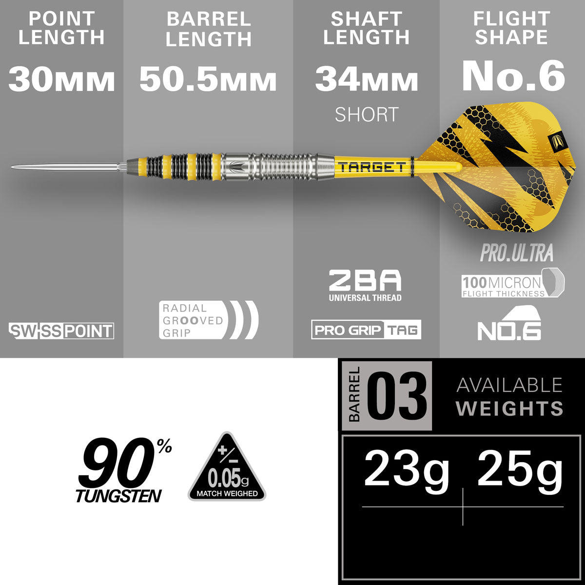Target Buzz 03 Swiss Point 90% Tungsten Steel Tip Darts