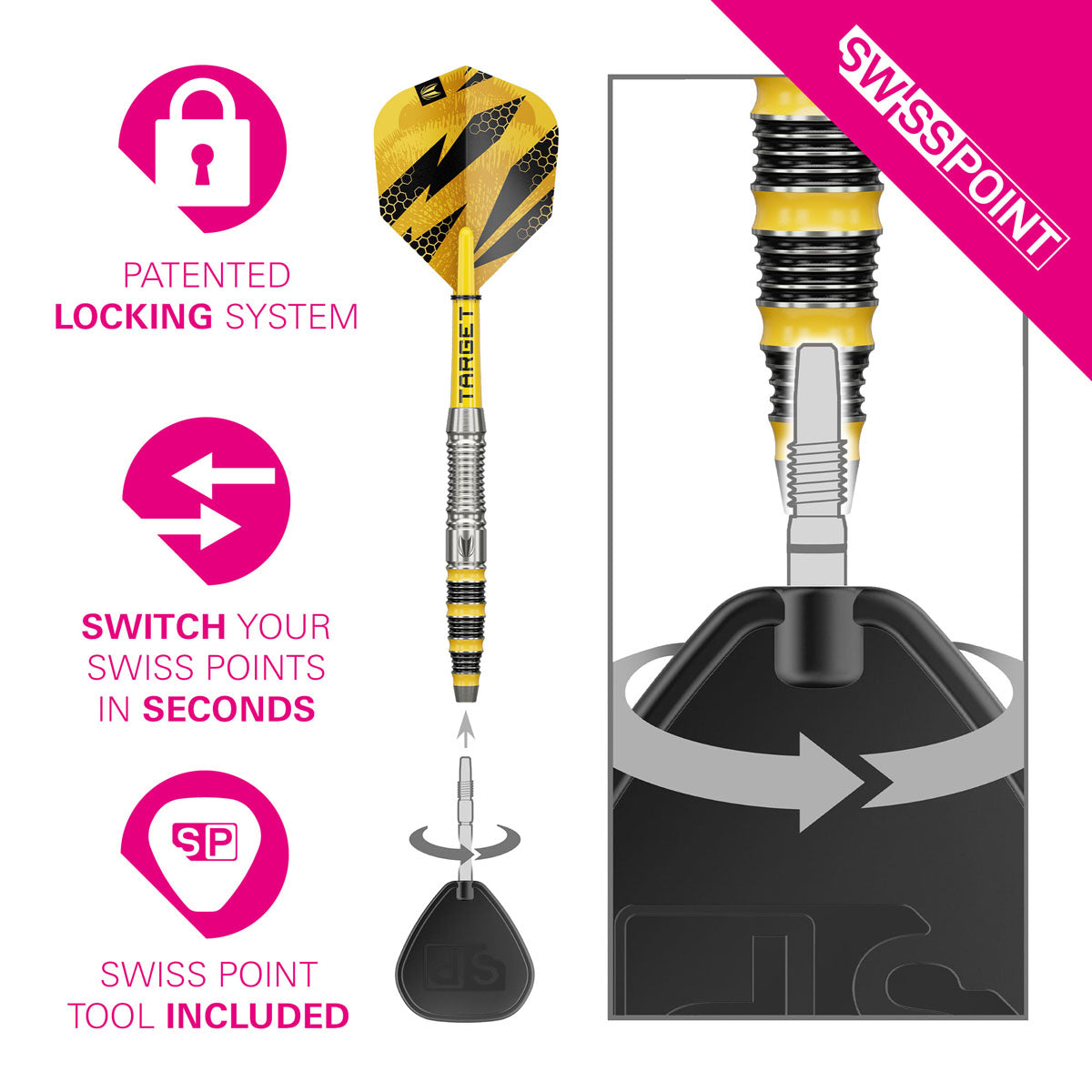 Target Buzz 03 Swiss Point 90% Tungsten Steel Tip Darts