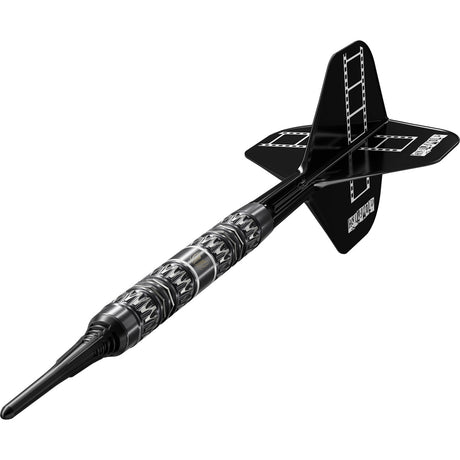 Chris Dobey 95K Soft Tip Darts close up image highlighting the barrel grip texture and precision machining detail