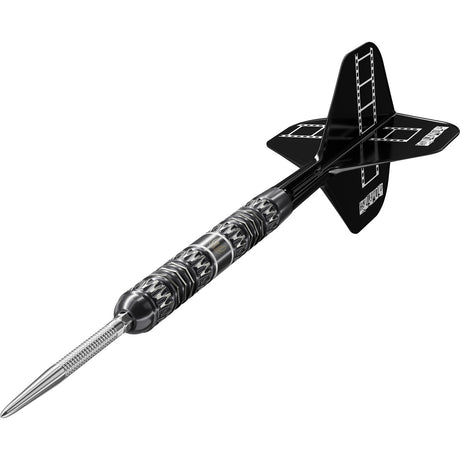 Chris Dobey 95K Steel Tip Darts close up image highlighting the barrel grip texture and precision machining detail