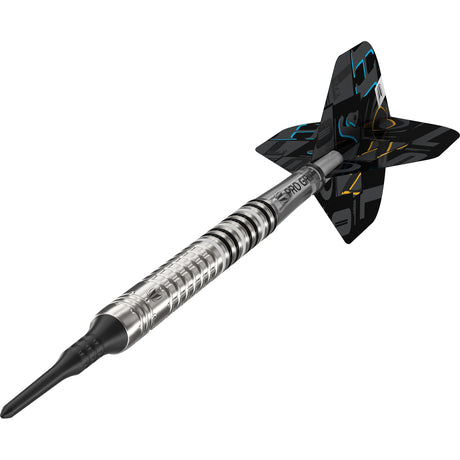 Chris Dobey G1 Soft Tip Darts close up image highlighting the barrel grip texture and precision machining detail
