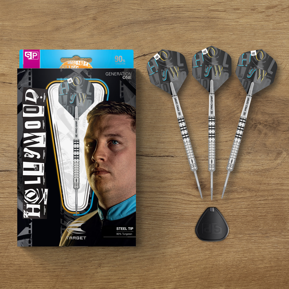 Chris Dobey G1 SP Steel Tip Darts premium lifestyle image featuring the darts in a professional style setup