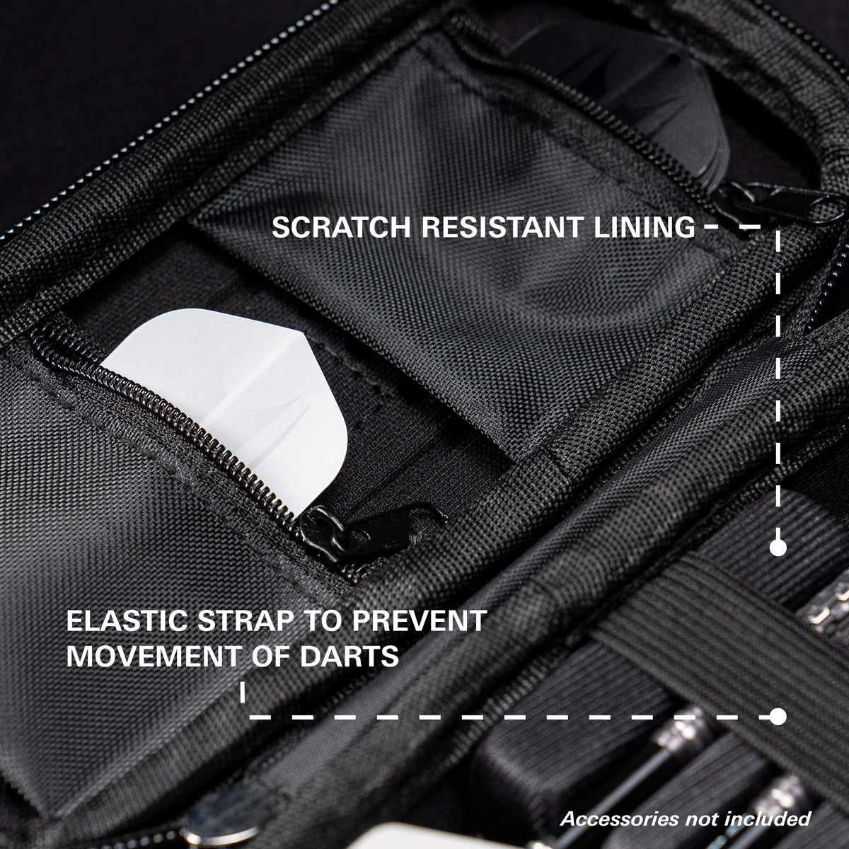 Target Chris Dobey Takoma Ghost Dart Case image highlighting the internal storage compartments, straps, and accessory holders