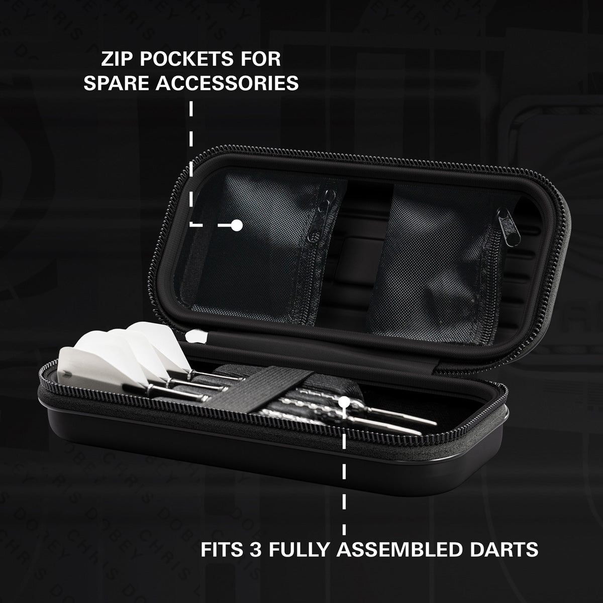 Target Chris Dobey Takoma Ghost Dart Case image showing the inside of the case with storage compartments and layout