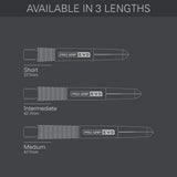 Chrono Titanium Dart Stems Shafts length guide image showing available shaft sizes and dimensions