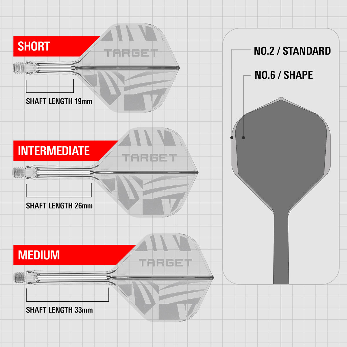 Target Printed Clear K-Flex Integrated Flights & Shafts No2