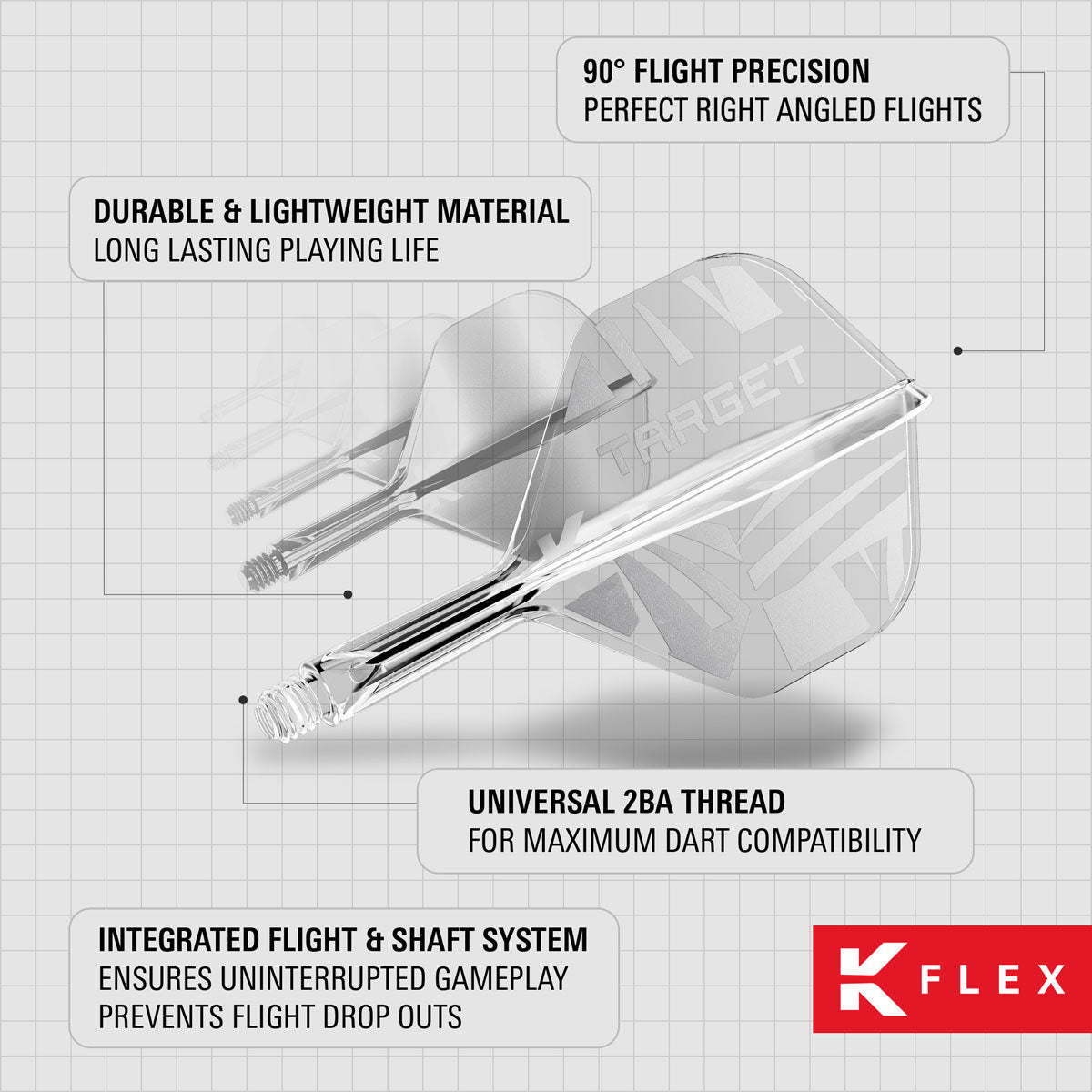 Target Printed Clear K-Flex Integrated Flights & Shafts No2