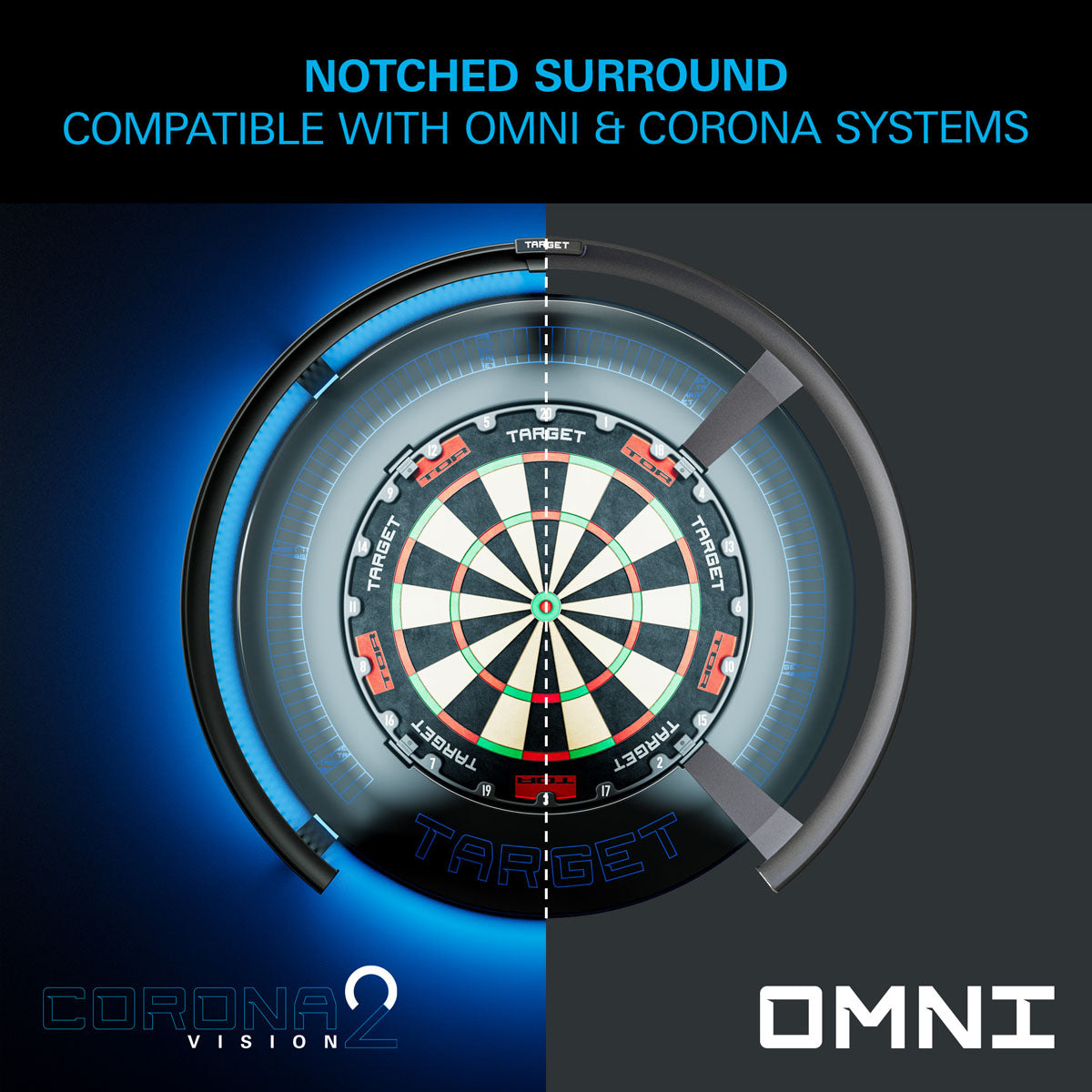 Target Corona Vision Notched LED Dartboard Surround
