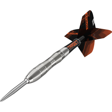 Crux 03 Steel Tip Darts close up image highlighting the barrel grip pattern and precision machining detail