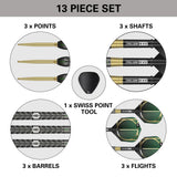 Cult SP03 Steel Tip Darts contents image displaying everything included inside the box