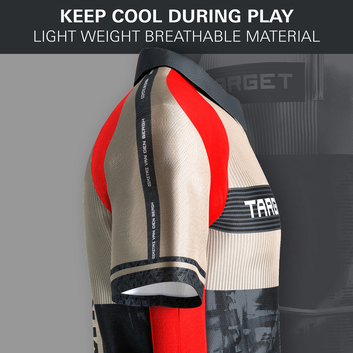 Target Dimitri Van Den Bergh 2025 Playing Shirt side profile image showing the fit, cut, and design details