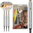 Dimitri Van den Bergh G2 Soft Tip Darts main product image showing the darts, packaging, flights, shafts, and included accessories