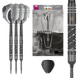Dimitri Van Den Bergh x Echo SP Steel Tip Darts main product image showing the darts, packaging, flights, shafts, and included accessories