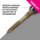 Target Elysian Archetype 43 Swiss Points Gold alternative angle showing the point profile and gold finish