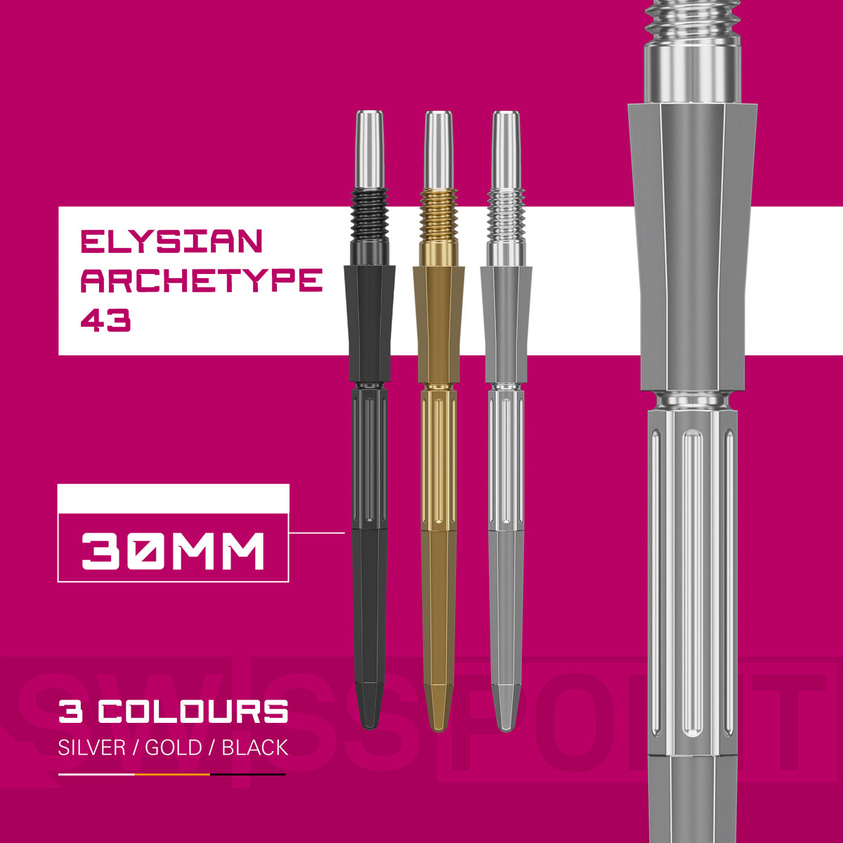 Target Elysian Archetype 43 Swiss Points Silver product image showing the Swiss Point colour variants