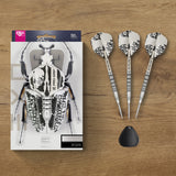 EXO 02 SP Steel Tip Darts lifestyle image showing the darts in a premium playing environment