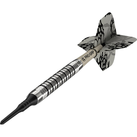 EXO 11 Soft Tip Darts close up image highlighting the barrel grip texture and precision machining detail