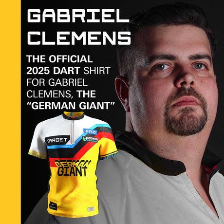 Target Gabriel Clemens 2025 Playing Shirt front view image showing the complete shirt design, colours, and sponsor logos