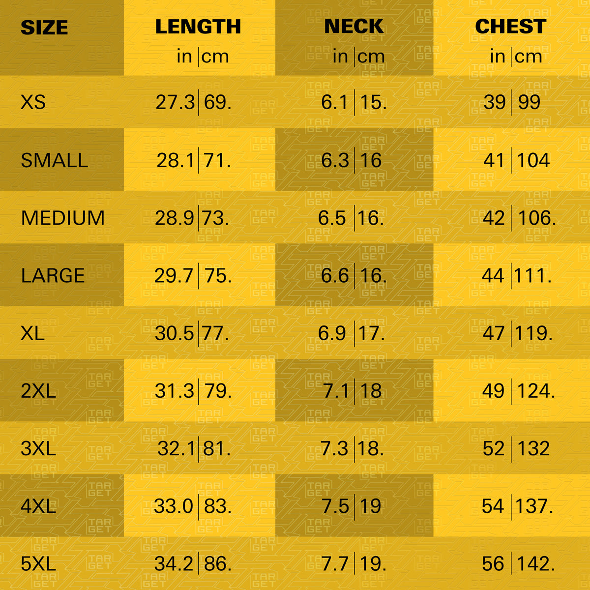 Target Gabriel Clemens 2025 Playing Shirt sizing guide image showing available measurements and fit information
