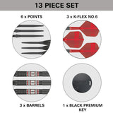 Gabriel Clemens 95K Steel Tip Darts contents image displaying everything included inside the box