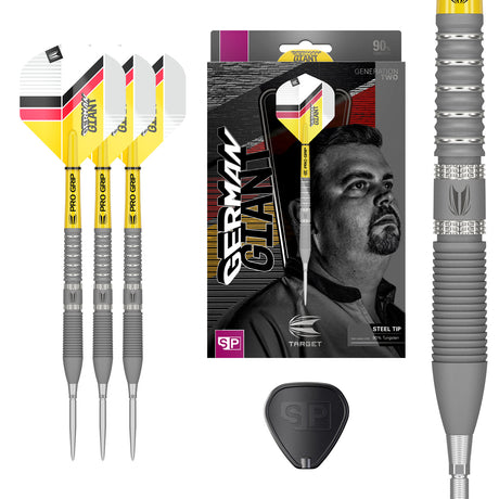 Gabriel Clemens G2 SP Steel Tip Darts main product image showing the darts, packaging, flights, shafts, and included accessories