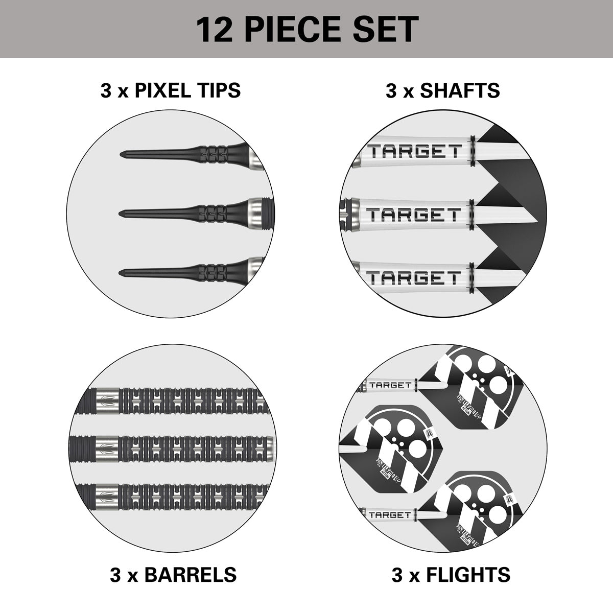 Hollywood Action Soft Tip Darts contents image displaying everything included inside the box