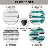 Hydro 01 SP Steel Tip Darts what’s included image showing all items supplied inside the box