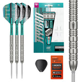 Target Hydro 02 SP Steel Tip Darts main product image showing the darts, packaging, flights, shafts, and included accessories