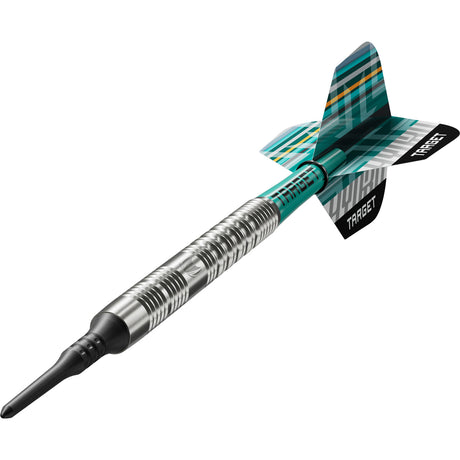 Hydro 12 Soft Tip Darts close up image highlighting the barrel grip texture and precision machining detail