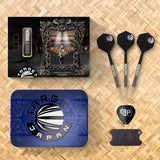 Target Japan Beau Greaves Japan Edition Swiss Point Steel Tip Darts lifestyle image showing a premium darts setup and playing environment